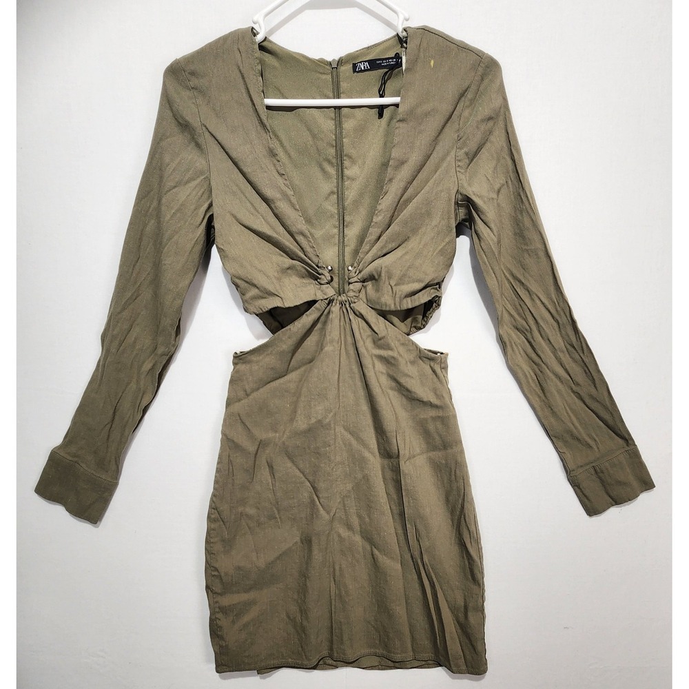 Zara Women's Green Deep V Mini Sexy Dress Size S‎